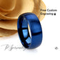 Tungsten Wedding Band Men Blue, 8mm Domed Brushed Tungsten Ring For Men, Mens Blue Tungsten Promise Ring, Husband Gift