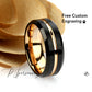 8mm Tungsten Wedding Band Men Black Rose Gold, Sand Brushed Black Tungsten Ring For Men Grooved Center, Tungsten Promise Ring For Men