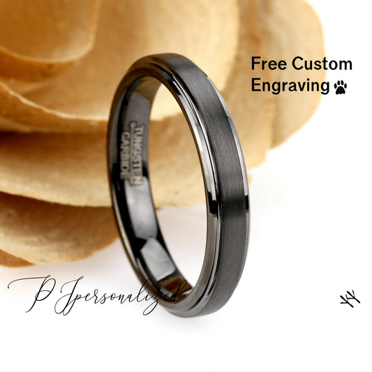4mm Gunmetal Tungsten Wedding Band Women Brushed, Tungsten Ring For Men, Tungsten Promise Ring For Women, Tungsten Wedding Band Ring