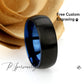 Tungsten Wedding Band Men Blue, 8mm Domed Black Tungsten Ring For Men, Mens Blue Black Tungsten Promise Ring, Husband Gift