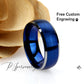 Tungsten Wedding Band Men Blue, 8mm Domed Brushed Tungsten Ring For Men, Beveled Edges Mens Blue Tungsten Promise Ring, Husband Gift