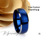 Tungsten Wedding Band Men Blue, 8mm Domed Brushed Tungsten Ring For Men, Beveled Edges Mens Blue Tungsten Promise Ring, Husband Gift