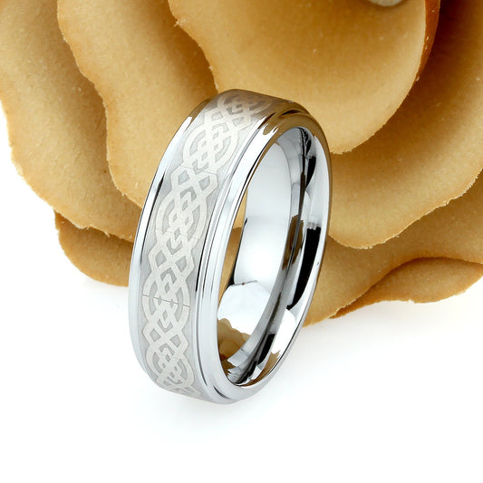 Tungsten Ring, Men's Tungsten Wedding Band, Men's Tungsten Ring, Tungsten Band, Anniversary Ring, Personalized Ring, 7mm Celtic Knot Ring