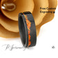 Fire Opal Wedding Band Or And Hers, Orange Fire Opal Inlay, Mountain Pattern Durable Carbon Fiber Ring, His Or Hers Wedding Ring