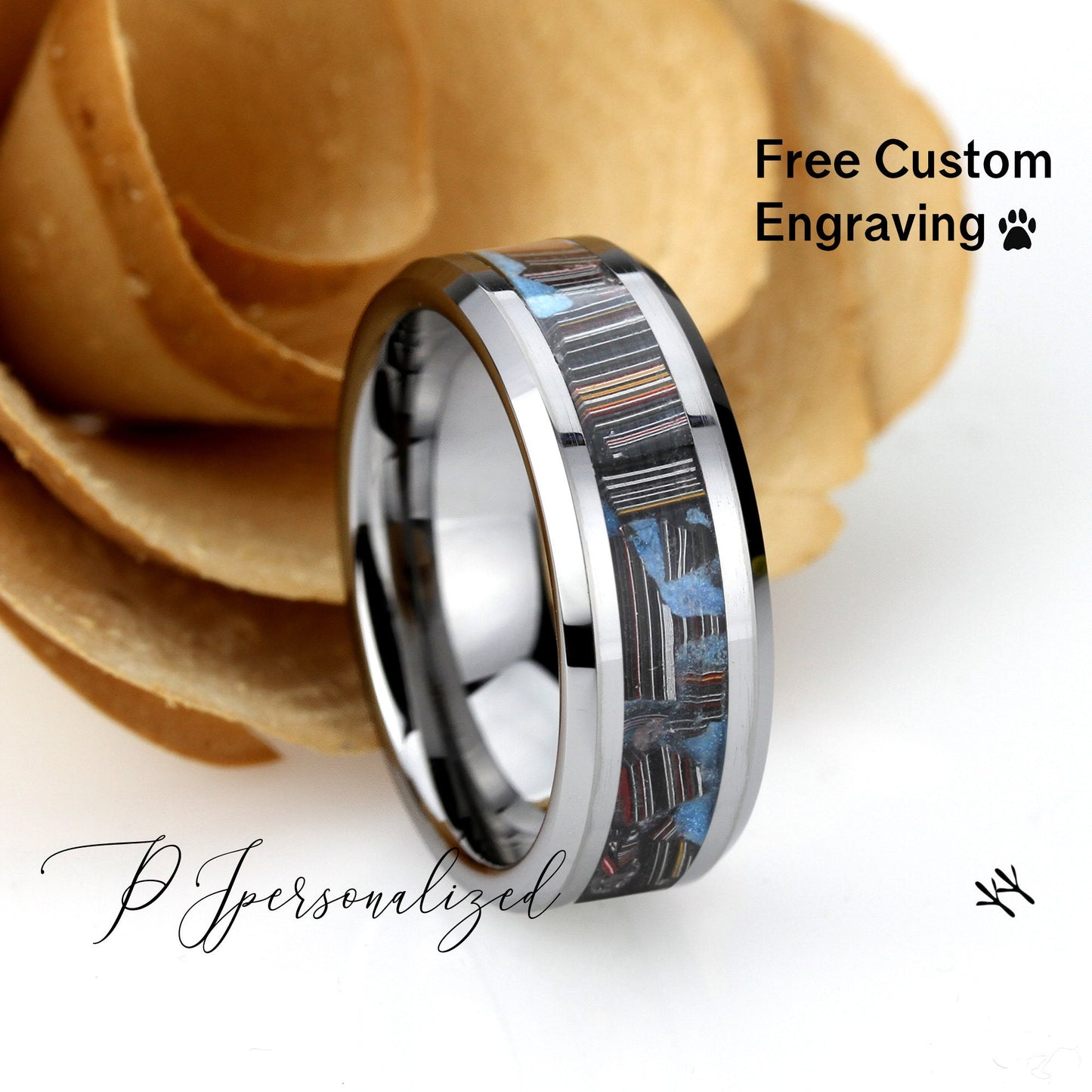 His And Hers Tungsten Wedding Band Set, Fordite Inlay Tungsten Wedding Ring For Men & Women, 8mm/6mm,Promise Ring For Couple