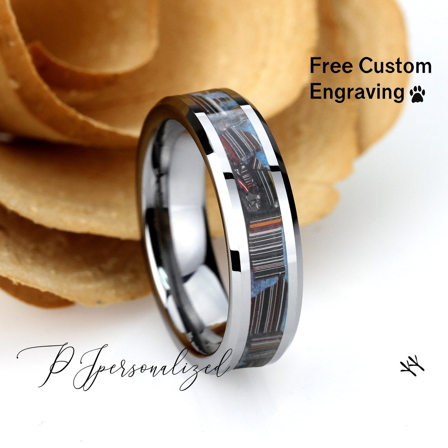 His And Hers Tungsten Wedding Band Set, Fordite Inlay Tungsten Wedding Ring For Men & Women, 8mm/6mm,Promise Ring For Couple