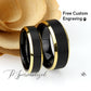 His And Hers Tungsten Wedding Band Set, Men & Women 8mm 6mm, Matte Black Top Yellow Gold Beveled Edges Ring, Promise Ring For Couple