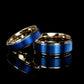 His And Hers Tungsten Wedding Band Set Black Blue, 8mm 6mm, Blue Rose Gold Tungsten Carbide Ring, Promise Ring For Couple, Wood Box