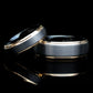 His And Hers Tungsten Wedding Band Set,8mm,6mm,Black & Rose Gold Tone Edges,Tungsten Carbide Ring, Promise Ring For Couple, Wood Box