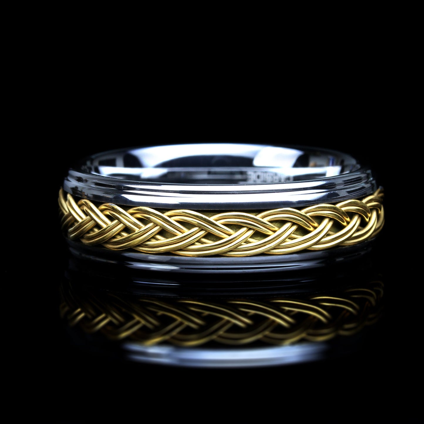 Mens Wedding Band Tungsten,Mens Tungsten Ring,8mm,Gold Plated Braided Inlay,Engagement Ring,Promise Ring, Rings for Men, Husband Gift