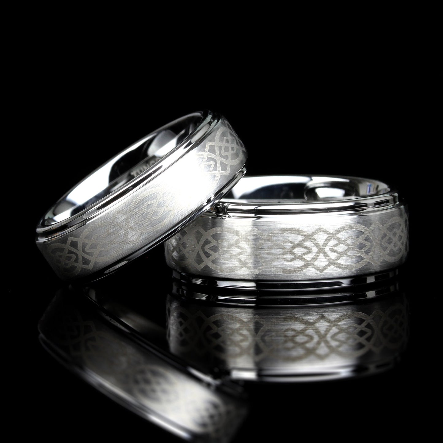 His Or Hers Tungsten Wedding Band Set,Men & Women,9mm/7mm,Irish Celtic Knot Pattern,Tungsten Carbide Ring, Promise Ring For Couple