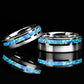 His Or Hers Tungsten Wedding Band Set, Blue Fire Opal Inlay Tungsten Ring For Men Or Women, 8mm/6mm,Promise Ring For Couple