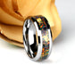 Crushed Black Fire Opal Wedding Band, 24K Gold Leaf, 8mm Tungsten Wedding Band Men & Women, Black Wedding Band For Men Women, Fire Opal Ring