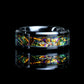 His And Hers Wedding Band Set, Red Fire Burl Dichrolam Inlay Black Ceramic Ring For Men & Women, 8mm 6mm,Promise Ring For Couple