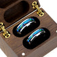 His And Hers Tungsten Wedding Band Set, Black & Blue Opal Inlay Tungsten Ring For Men Women, 8mm 6mm,Promise Ring For Couple, Wood Box