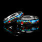 His Or Hers Tungsten Wedding Band, Black & Blue Fire Opal Inlay Tungsten Ring 8mm/6mm, Promise Ring For Couple, Anniversary Gift