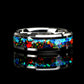His And Hers Tungsten Wedding Band Set, Black & Blue Opal Inlay Tungsten Ring For Men Women, 8mm 6mm,Promise Ring For Couple, Wood Box
