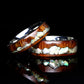Abalone Shell Inlaid Wood Wedding Band Set His And Hers, Colorful Shell In Mountain Line Natural Solid Wood Ring, His And Hers Ring Set