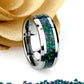His And Hers Tungsten Wedding Band Set, Emerald Green Fire Opal Inlay Tungsten Wedding Ring For Men & Women, 8mm/4mm,Promise Ring For Couple