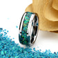 His And Hers Tungsten Wedding Band Set, Turquoise Green Fire Opal Inlay Tungsten Ring For Men & Women, 8mm, 6mm,Promise Ring For Couple