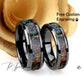 His And Hers Black Ceramic Wedding Band Set, Black Rainbow Fire Opal Inlay Ceramic Ring For Men & Women, 8mm, 6mm,Promise Ring For Couple