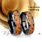 His And Hers Black Ceramic Wedding Band Set, Orange Fire Opal Inlay Ceramic Ring For Men & Women, 8mm, 6mm,Promise Ring For Couple