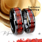 His And Hers Rubi Red Ceramic Wedding Band Set, Fire Opal Inlay Tungsten Ring For Men & Women, 8mm 6mm,Promise Ring For Couple, Wood Box