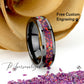 His And Hers Purple Fire Opal Black Ceramic Wedding Band Set, Fire Opal Inlay 8mm 6mmTungsten Ring, Promise Ring For Couple, Wood Box