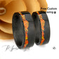 Fire Opal Wedding Band Set His And Hers, Orange Fire Opal Inlay, Mountain Pattern Durable Carbon Fiber Ring, His And Hers Wedding Ring Set