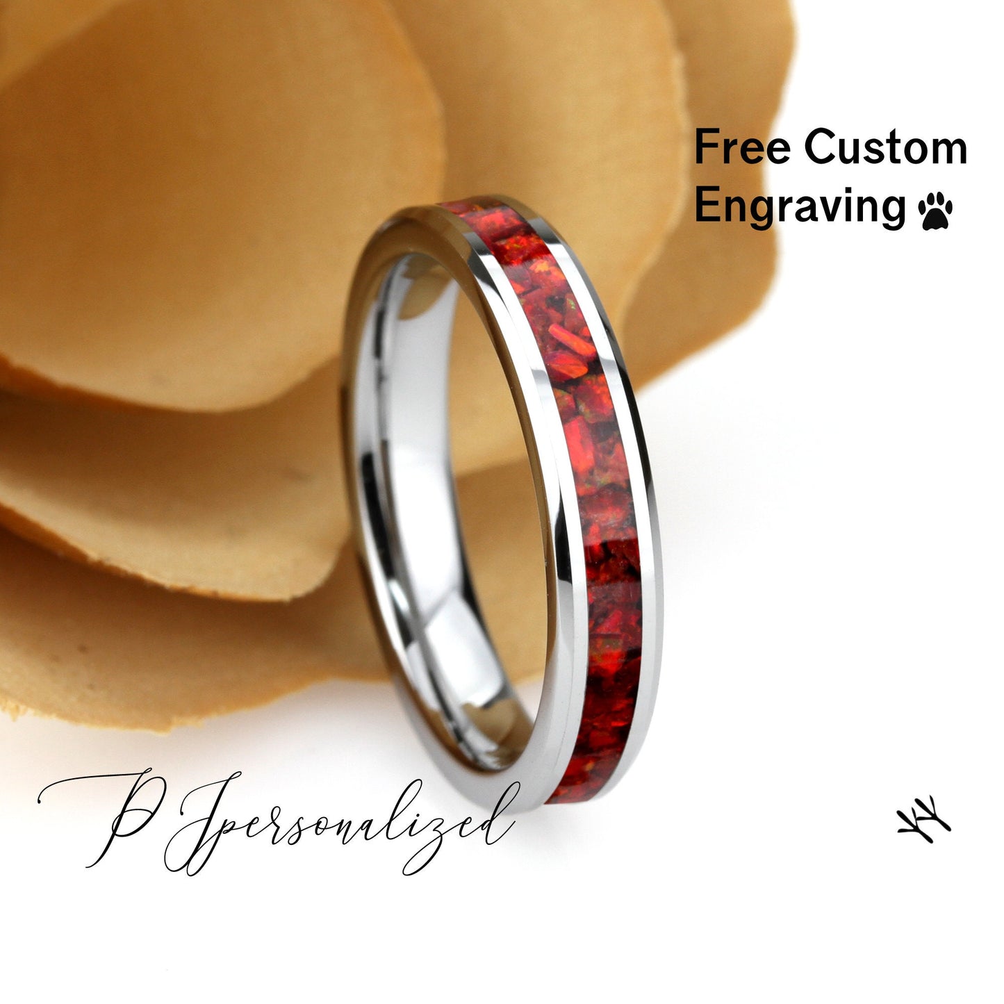 His And Hers Tungsten Wedding Band Set, Ruby Red Fire Opal Inlay Tungsten Ring For Men & Women, 8mm/4mm,Promise Ring For Couple,Promise Gift