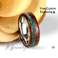 Fire Opal Wood Wedding Band Set His And Hers, Emerald Green Opal Inlay, Mountain Pattern Natural Solid Wood Ring, Anniversary Ring Set