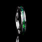 Crushed Emerald Green Opal Inlay 4mm Tungsten Wedding Band, Black Ceramic Band For Women, Women's Tungsten Band, Fire Opal Ring Promise Ring