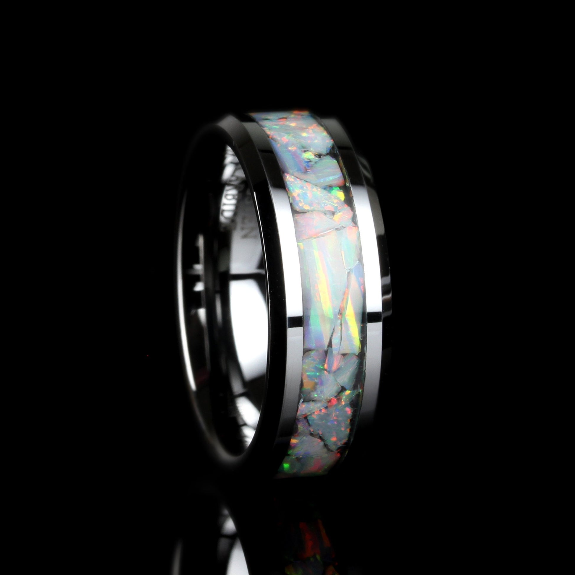 Mens white opal hot sale wedding band