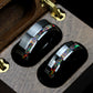 His And Hers Black Fire Opal Wedding Band Set, Black Ceramic Ring, Fire Opal Inlay 8mm 6mmTungsten Ring, Promise Ring For Couple, Wood Box